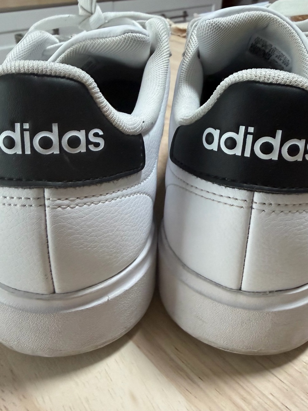 adidas White Sneakers with Black Stripes - Women's Low-Top Tennis Shoes - Picture 2 of 5